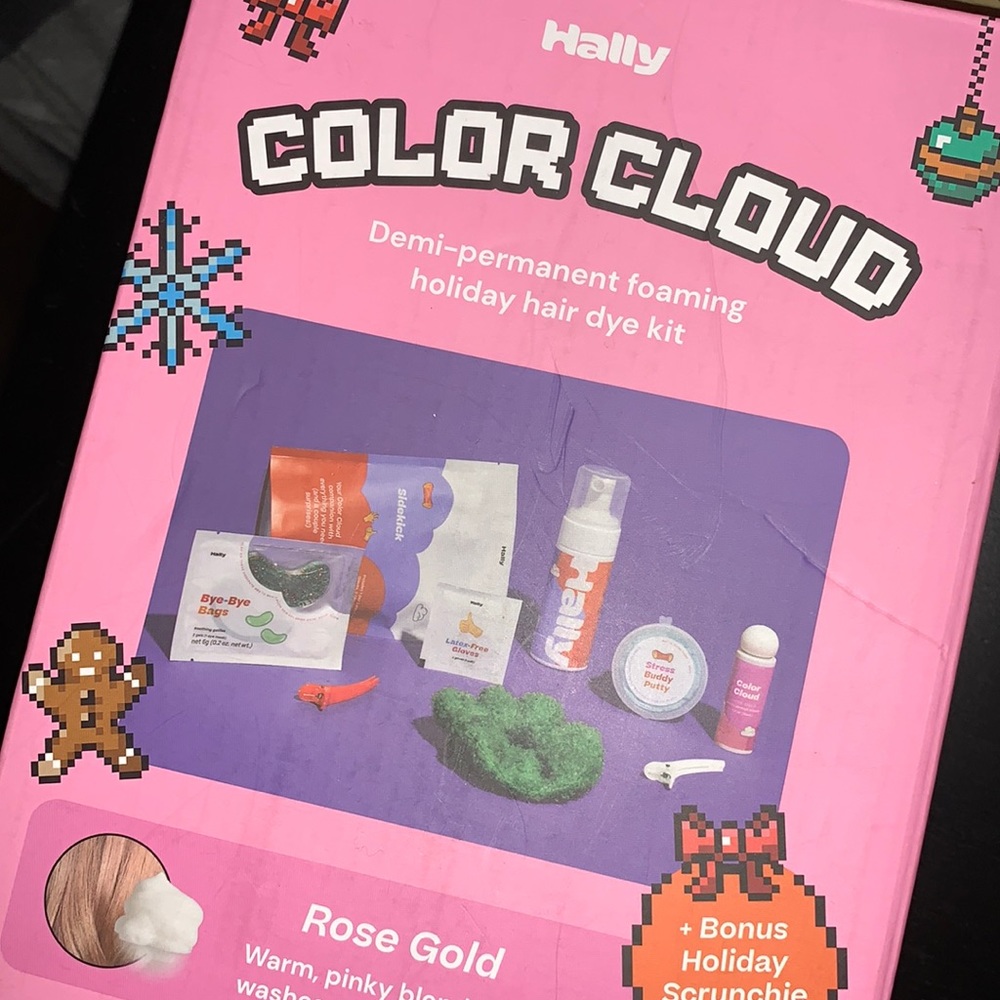 New In Box HALLY COLOR CLOUD DEMI-PERMANENT FOAMING HAIR DYE KIT ROAE GOLD